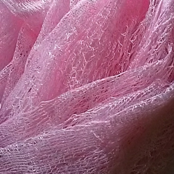 Pastel Pink Thin Knit Fringe Fashion Scarf - Picture 7 of 8